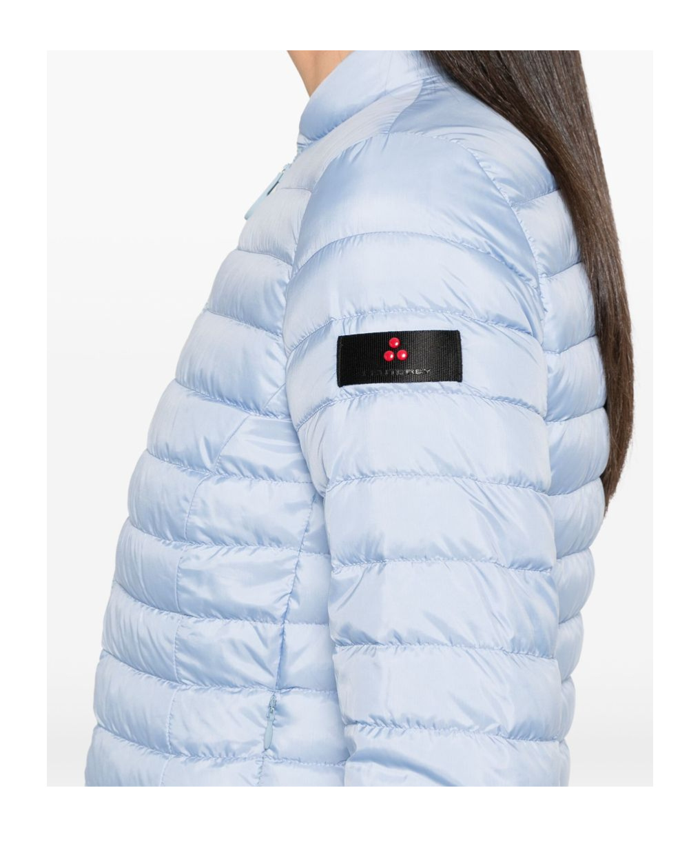 Peuterey Quilted Silver Jacket With Stand-up Collar In Blue