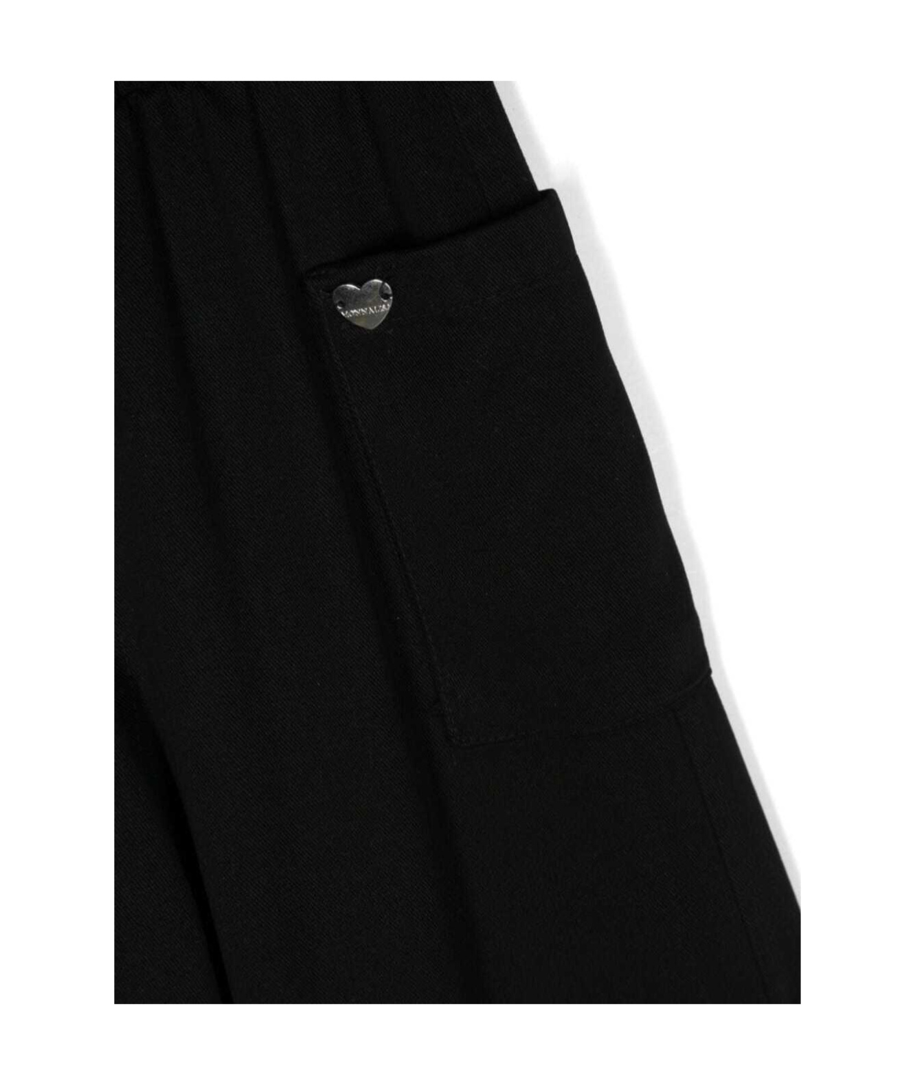 Shop Monnalisa Logo-plaque Wide-leg Trousers In Black