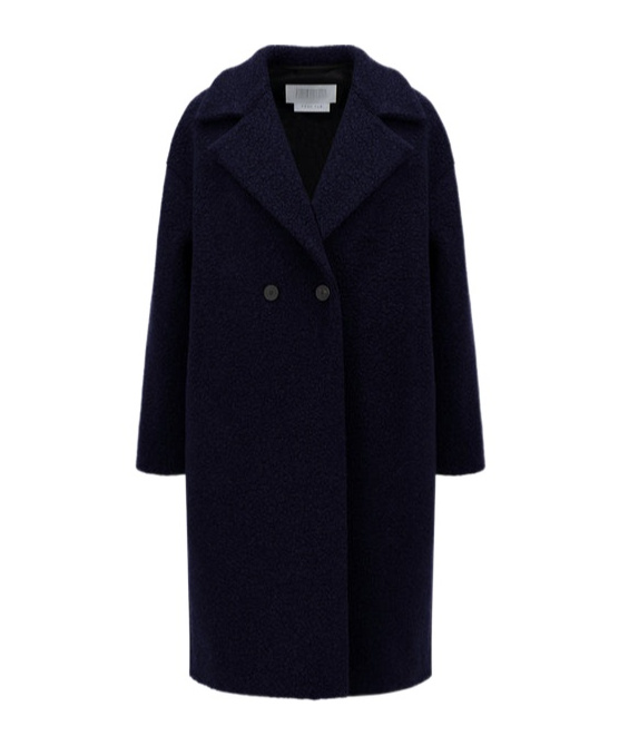 Harris Wharf London Long Wool Blend Double-breasted Coat In Black