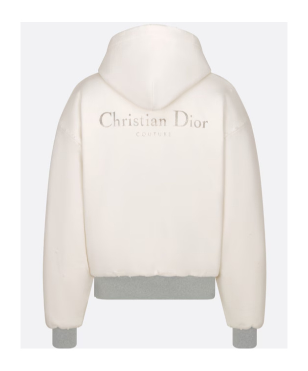 Dior Christian  Couture Hooded Lined Sweatshirt In White