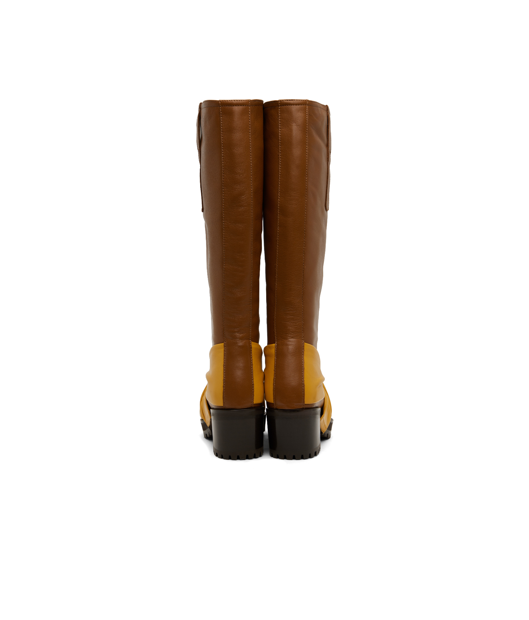Kiko Kostadinov Brown & Yellow Knotted Riding Boots In Brown