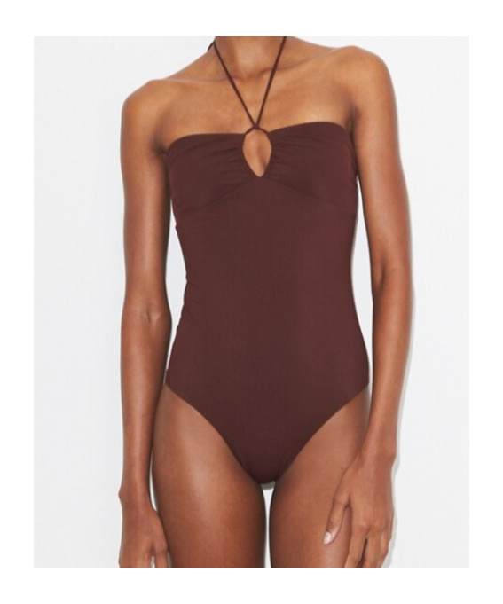 Tory Burch Halter Swimsuit In Burgundy