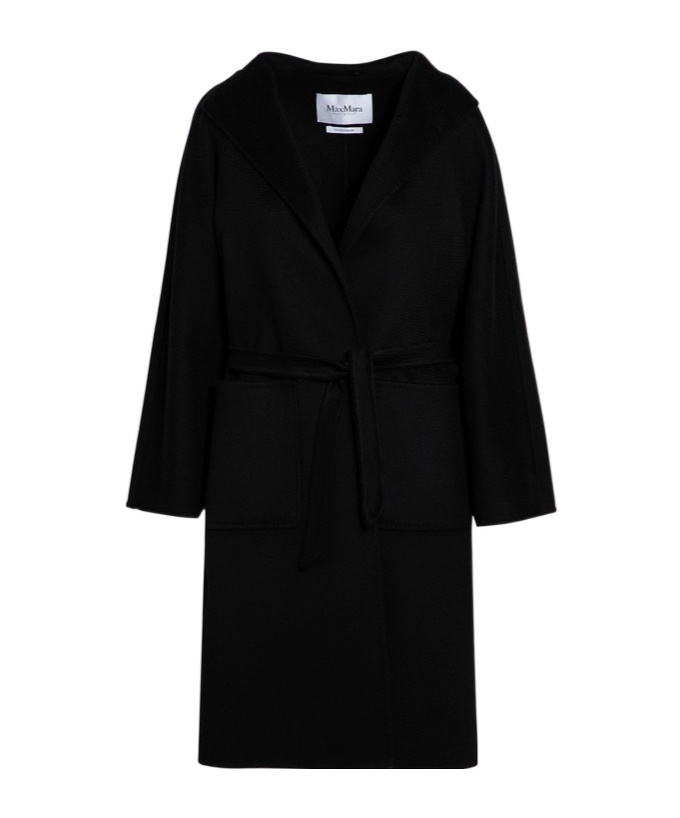 Max Mara Wrap Coat In Black Cashmere In Black