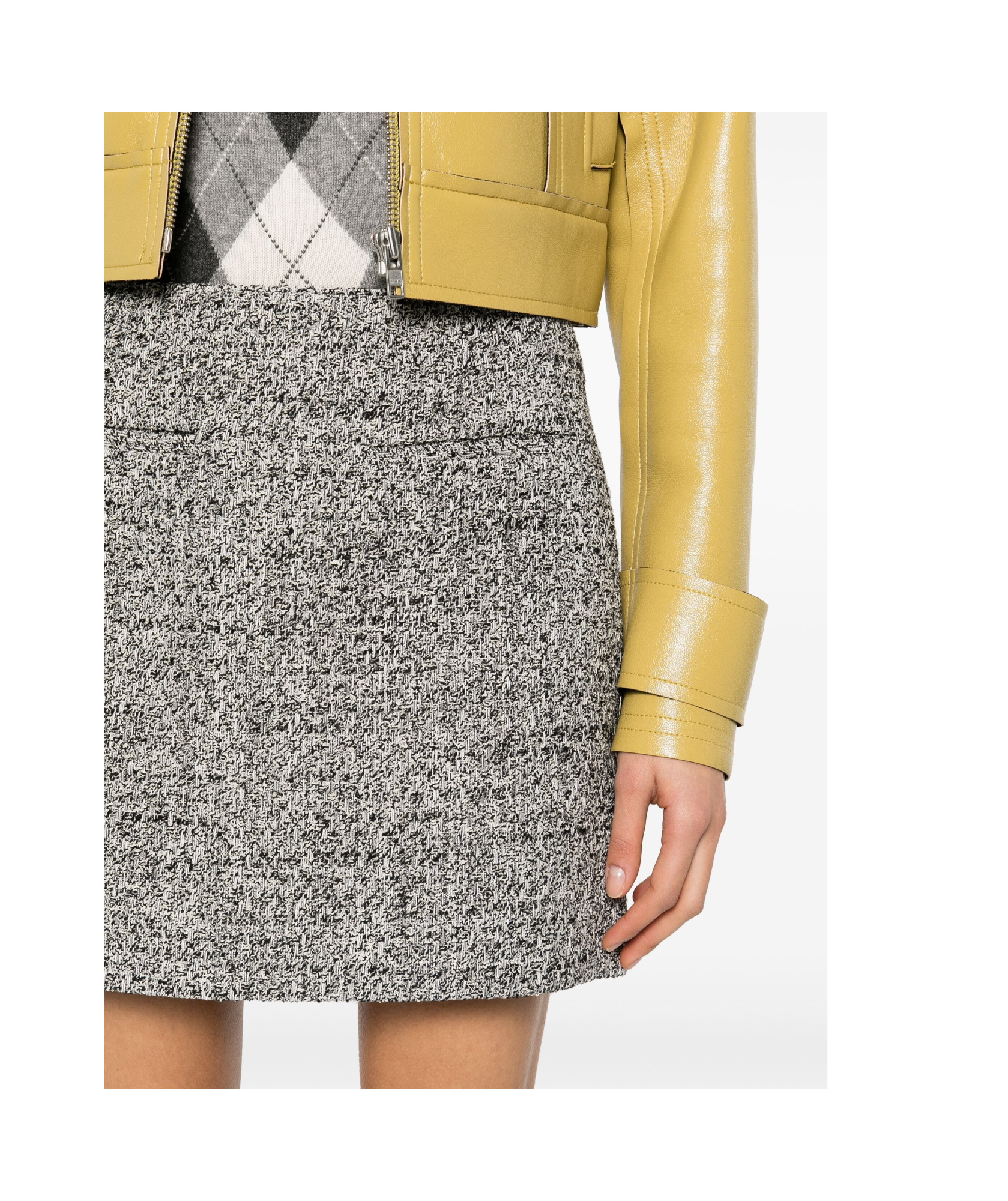 Golden Goose Miniskirt In Black And White Bouclé Cotton In Gray