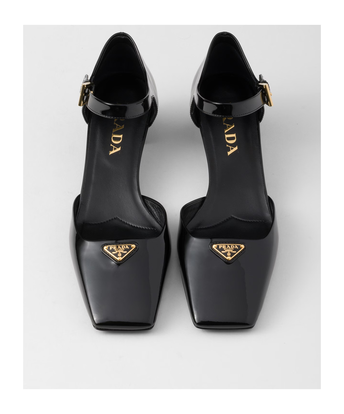 Prada Womens Black Brand-plaque Patent-leather Mary Jane Courts