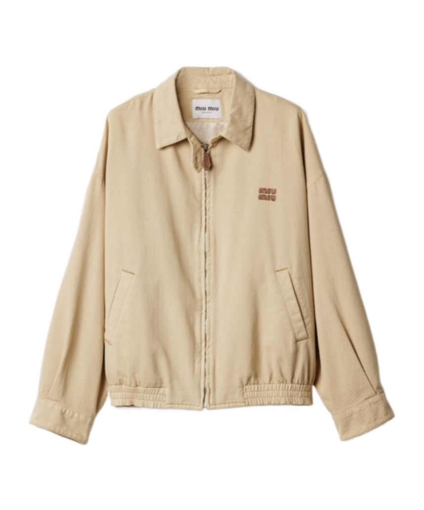 Miu Miu Light Denim Blouson Jacket In Brown