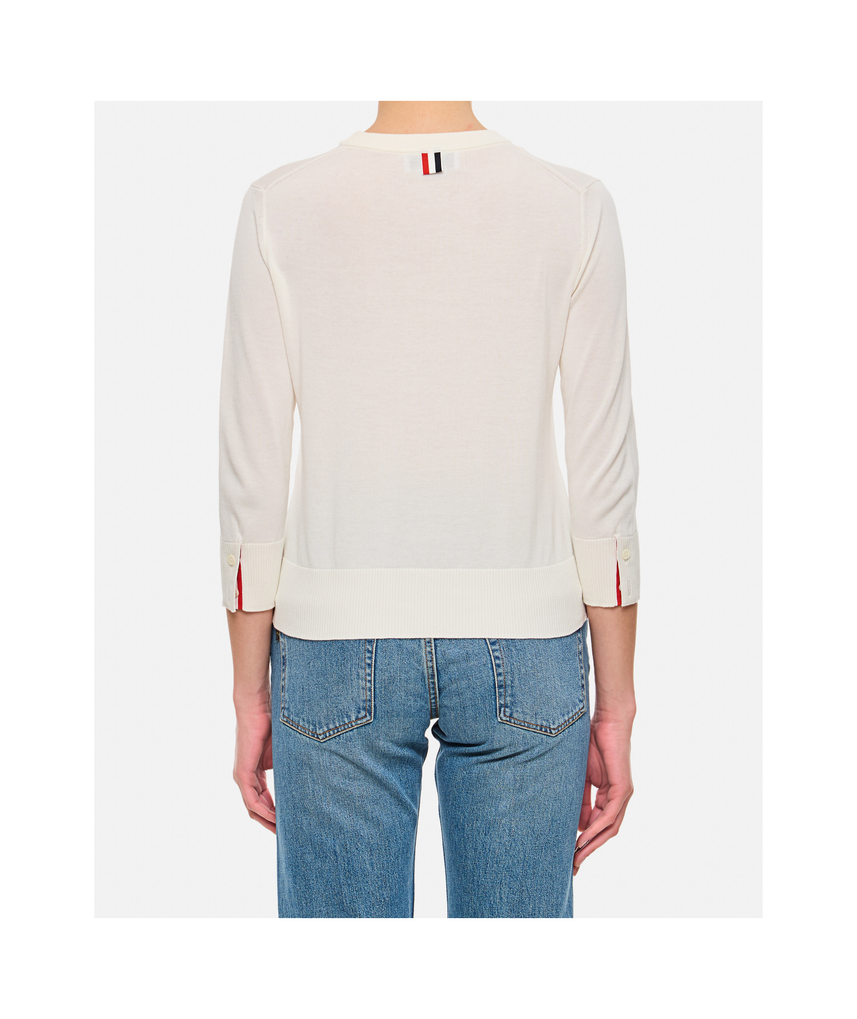 Thom Browne 4-bar Stripe Intarsia Jumper In White