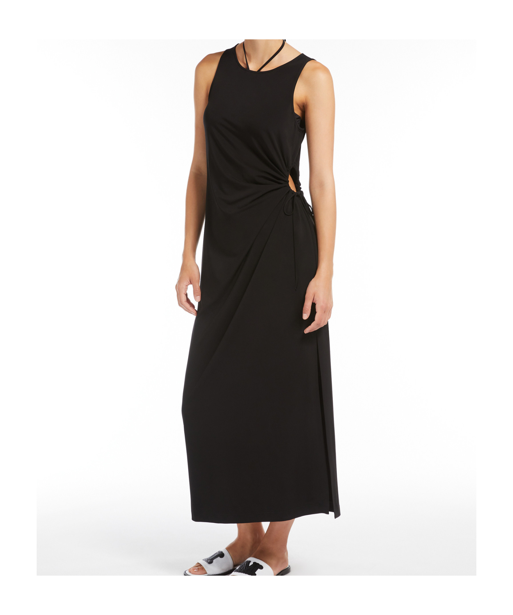 Max Mara Draped Back Sleeveless Dress In Black