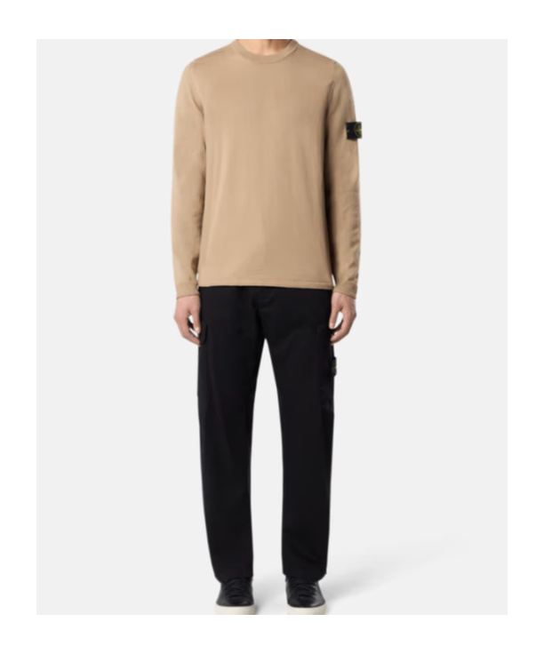 Stone Island Beige Full Rib Rws Wool Sweater In Nude