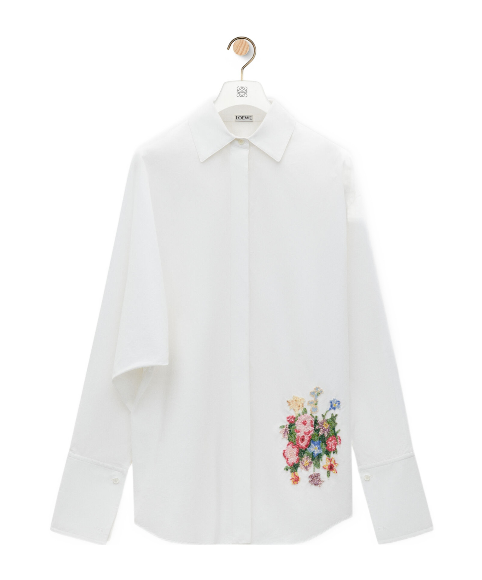 Shop Loewe Embroidered Draped Shirt In Cotton In White