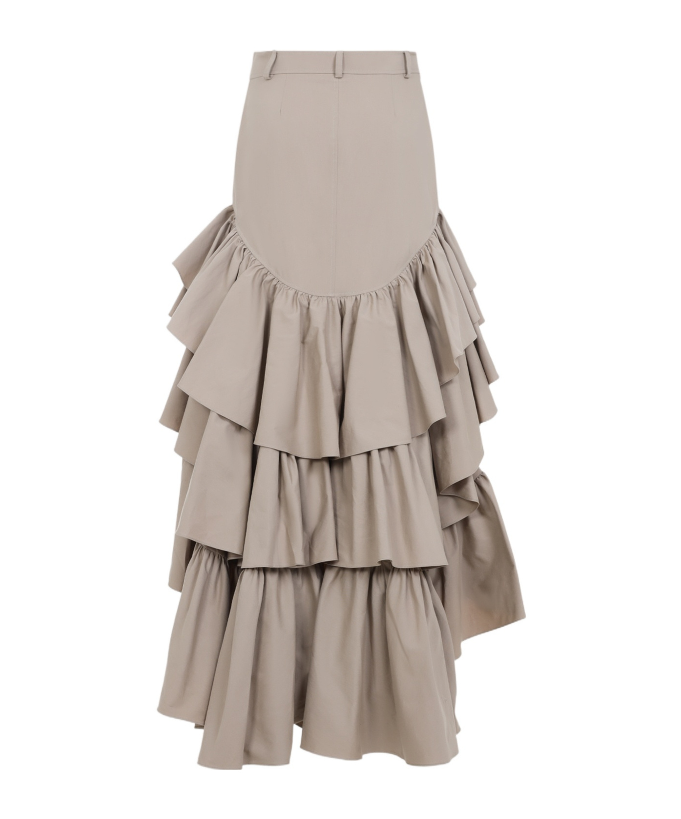 Moschino Skirt With Asymmetrical Ruffled High-low Hem In Nude