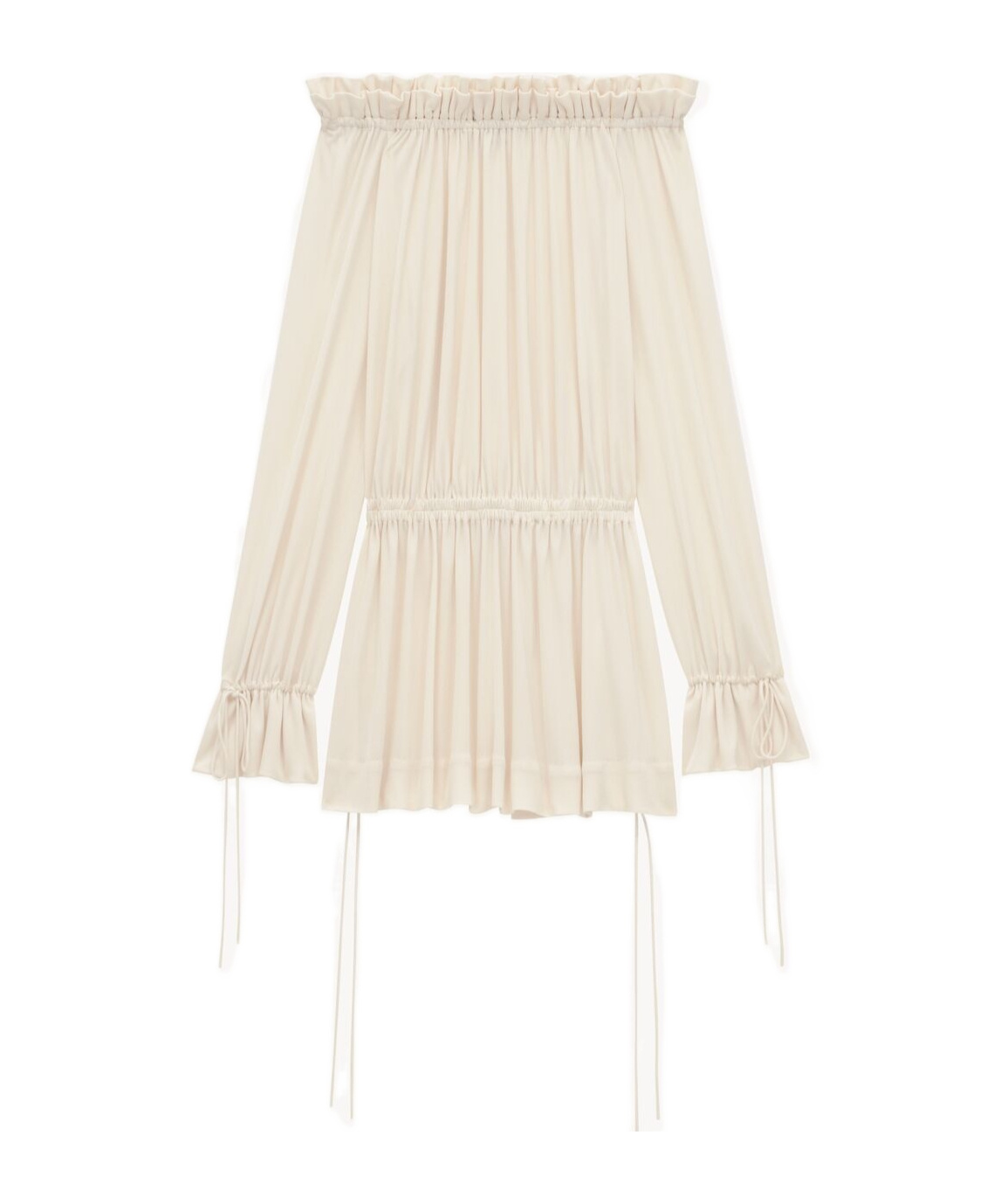 Saint Laurent Pleated Dress In White