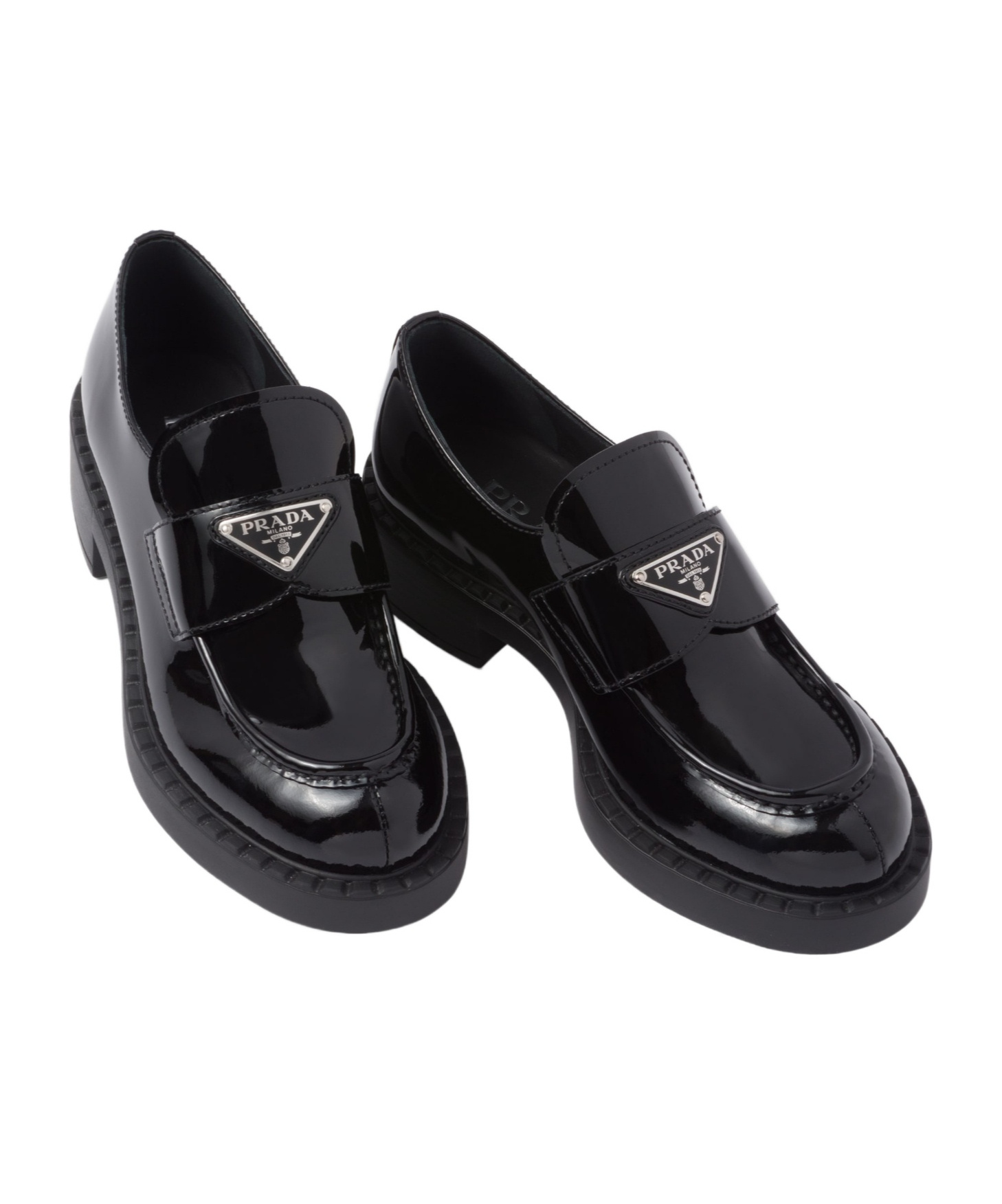 Prada Logo-plaque Leather Loafers In Black