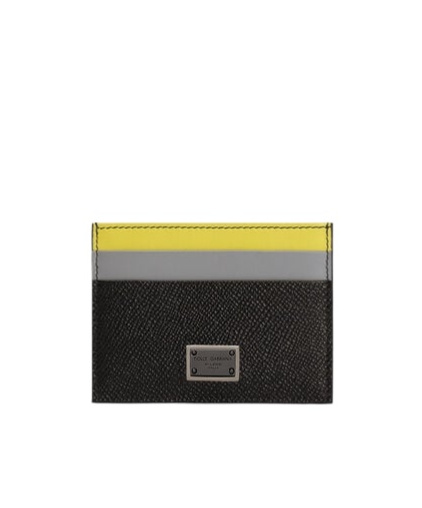 Dolce & Gabbana Dauphine Card Holder In Black And Yellow