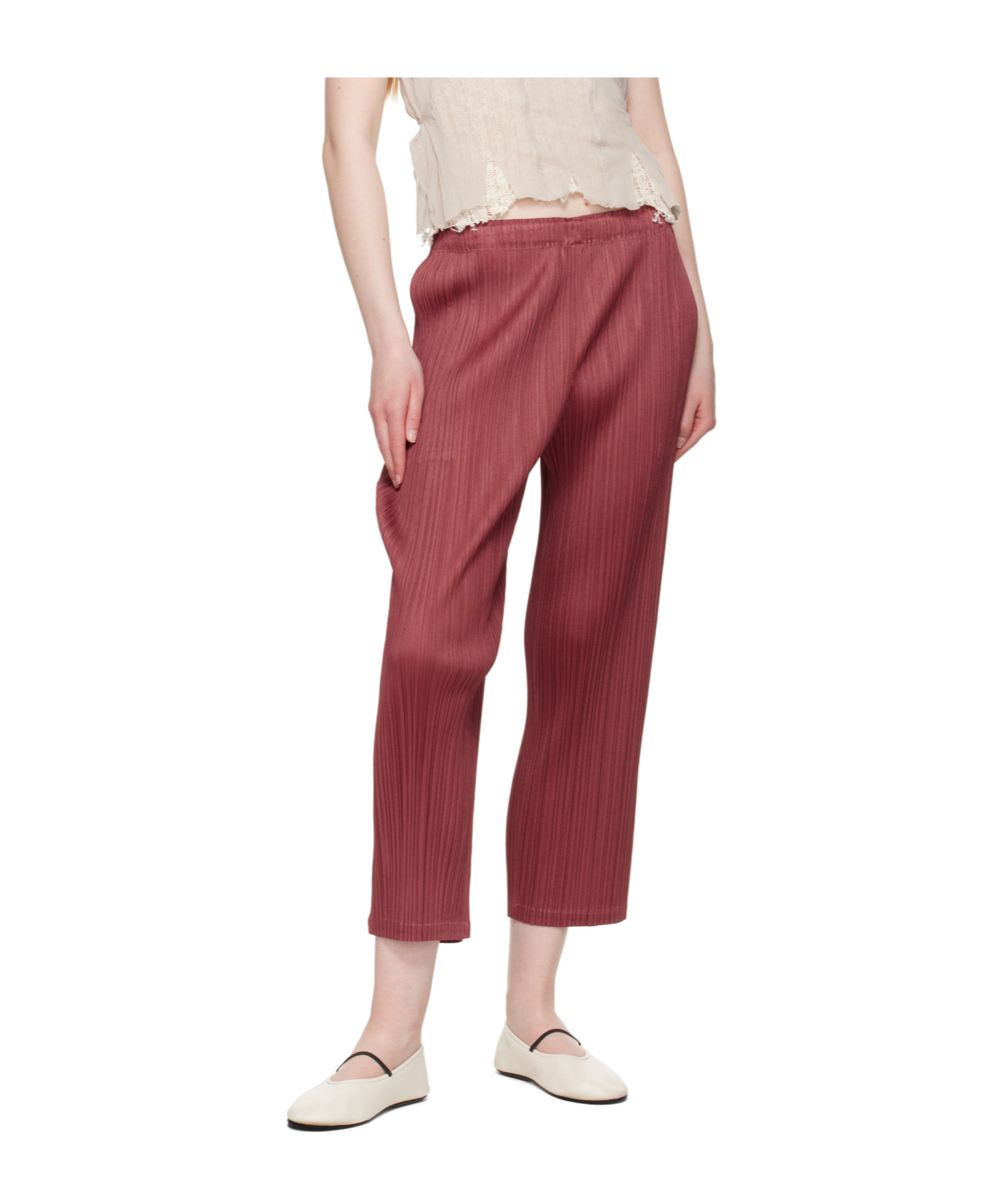 Issey Miyake Burgundy Monthly Colors May Trousers In Brown