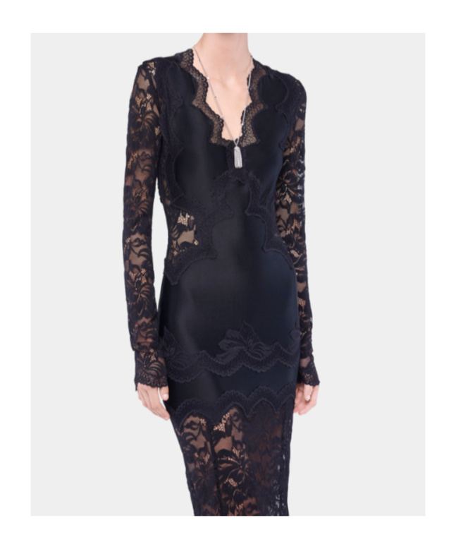 Rabanne Lace Dress In Brown