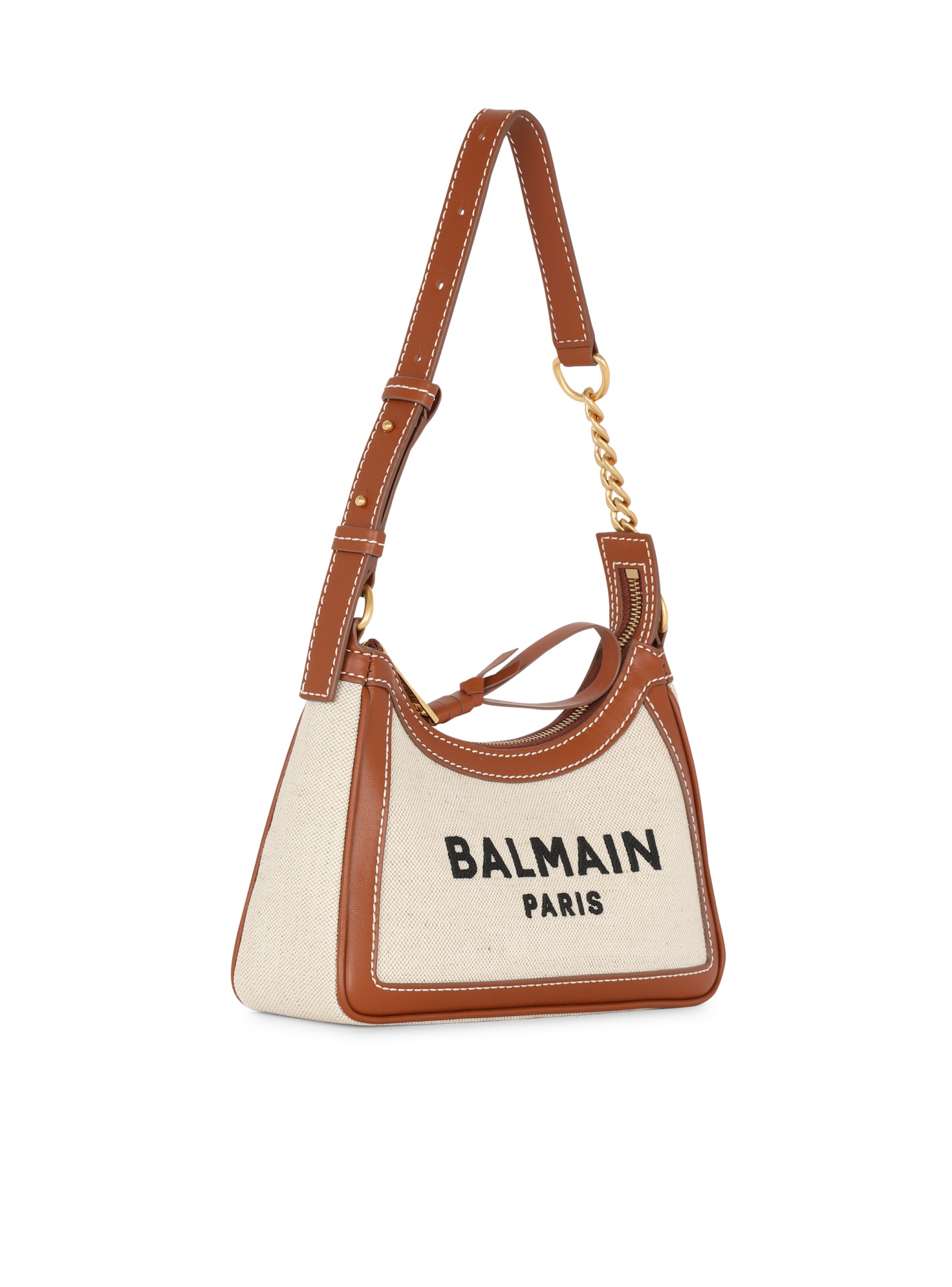 Balmain B-army Shoulder Canvas And Leather Bag