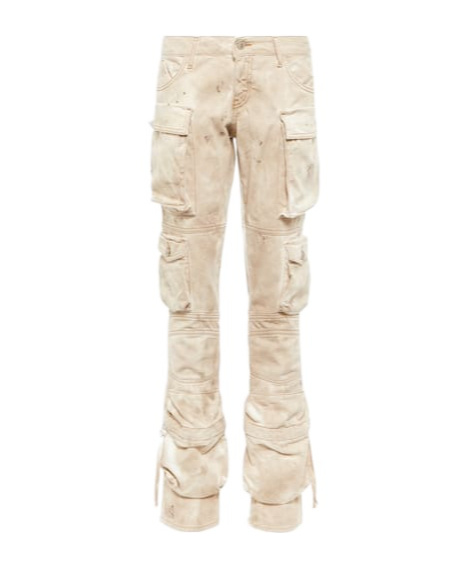 Attico Low-rise Denim Cargo Pants In Neutral