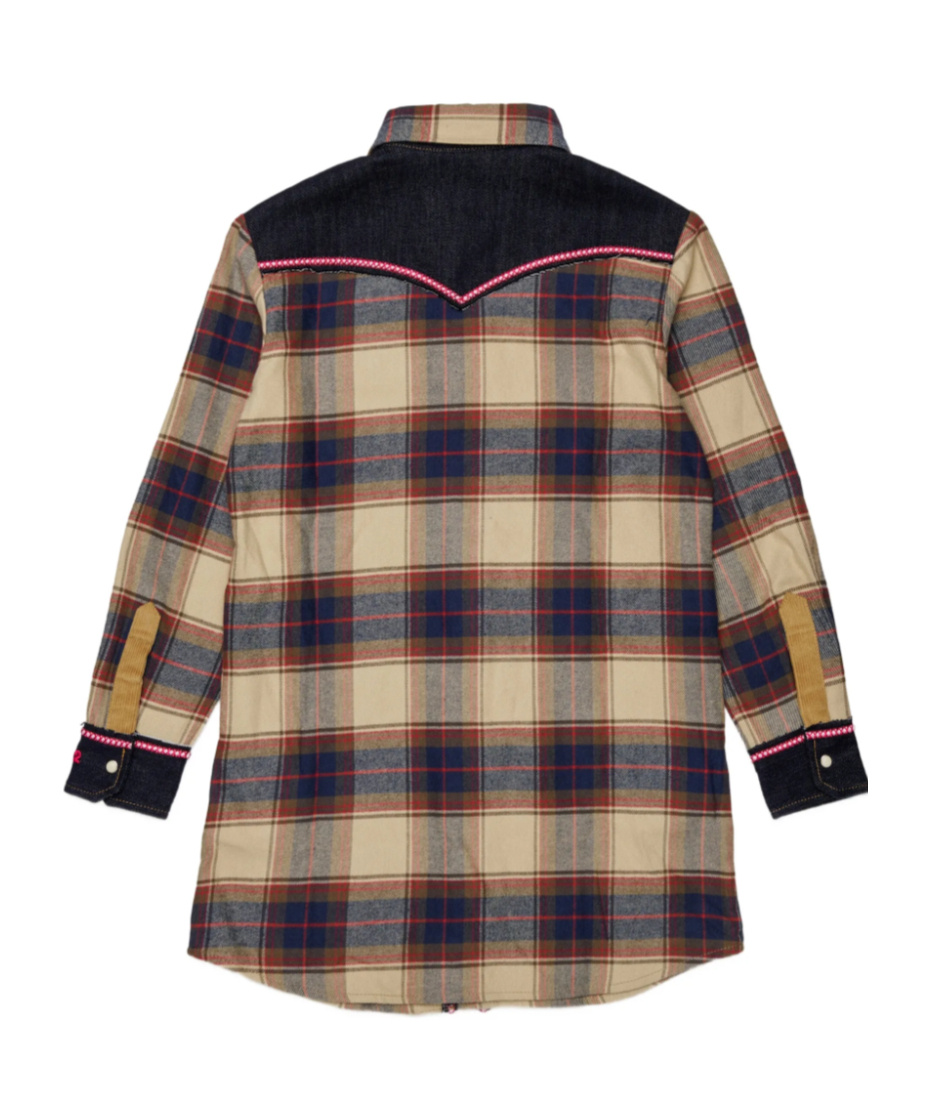 Dsquared2 Check-print Panelled Shirt Dress In Brown