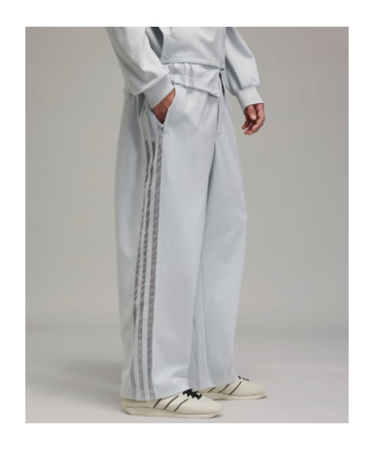 Y-3 Mesh Stripes Track Pants In Transparent Gray