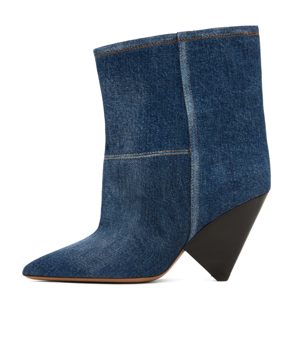 Isabel Marant Miyako Denim Ankle Booties In Blue