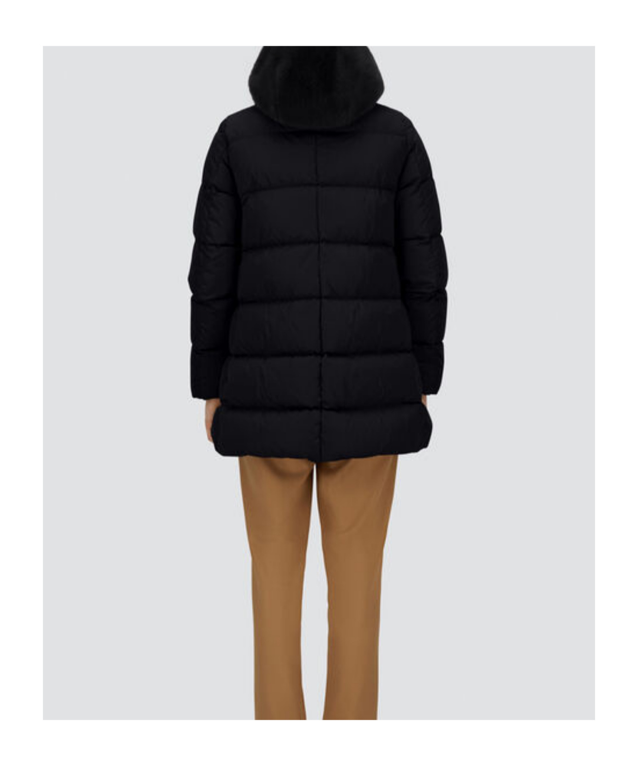 Herno A-shape Jacket In Satin And Lady Alternative Fur In Black