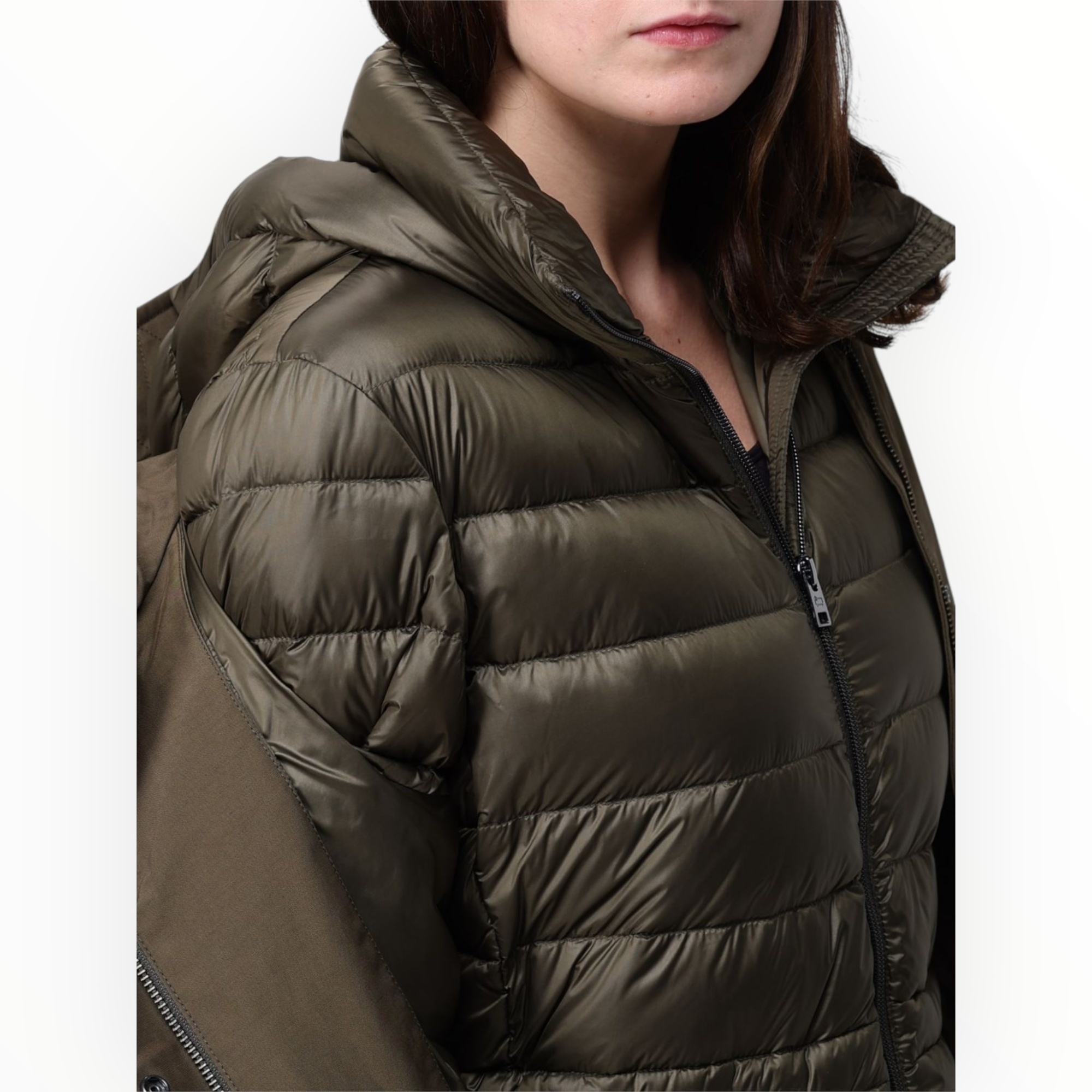 Woolrich Long-sleeved Down Jacket In Brown