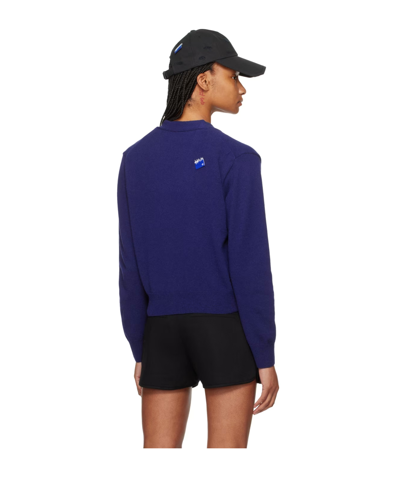 Ader Error Y-neck Button-down Sweater In Blue