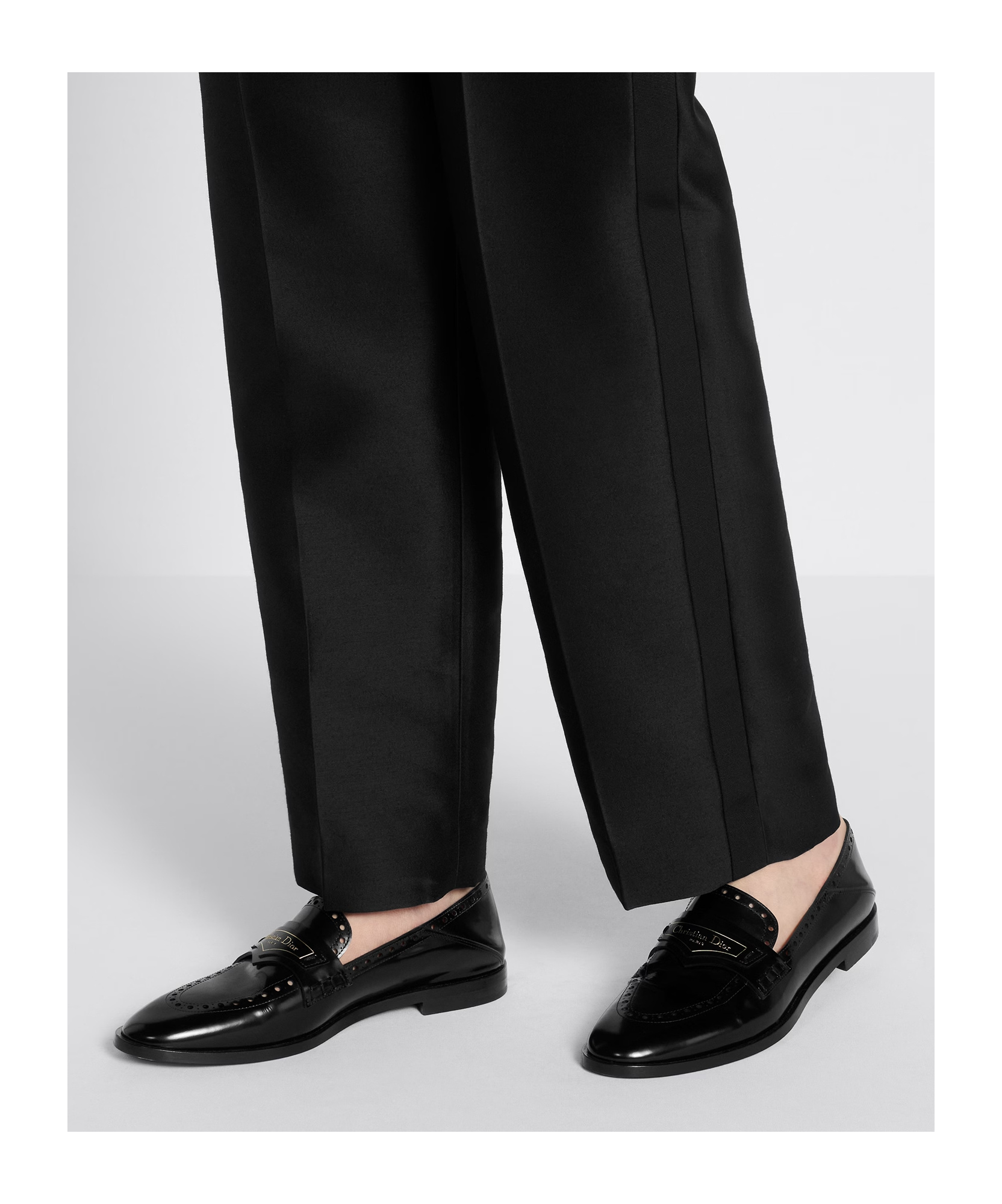 Dior Classic Black Calfskin Loafers For Women In Black