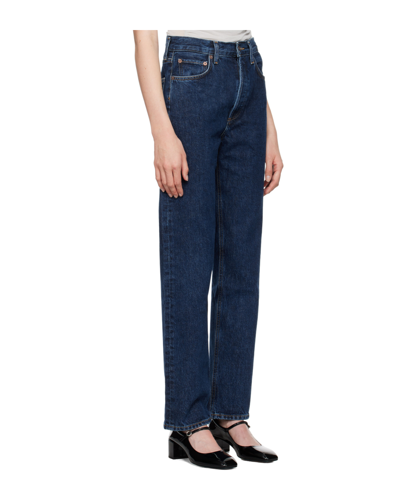 Agolde Pinch Waist High-rise Straight Jeans In Blue