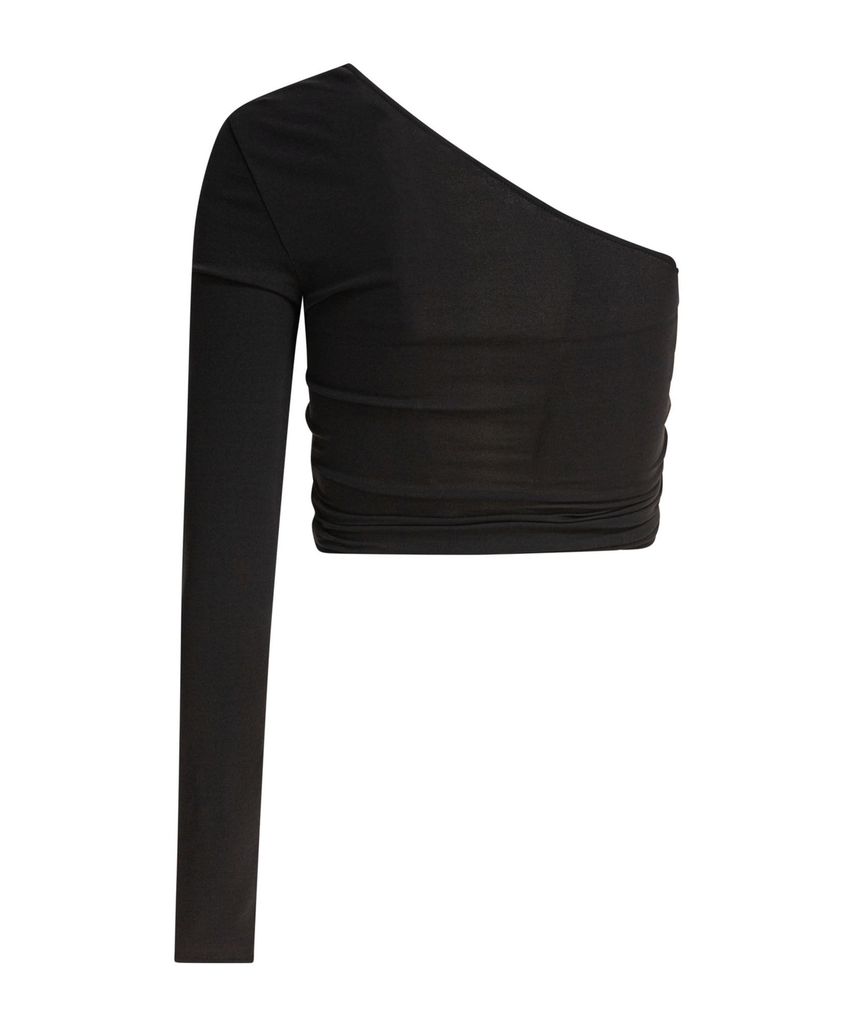 Courrèges Cropped One-shoulder Twist Front Long Sleeve In Black