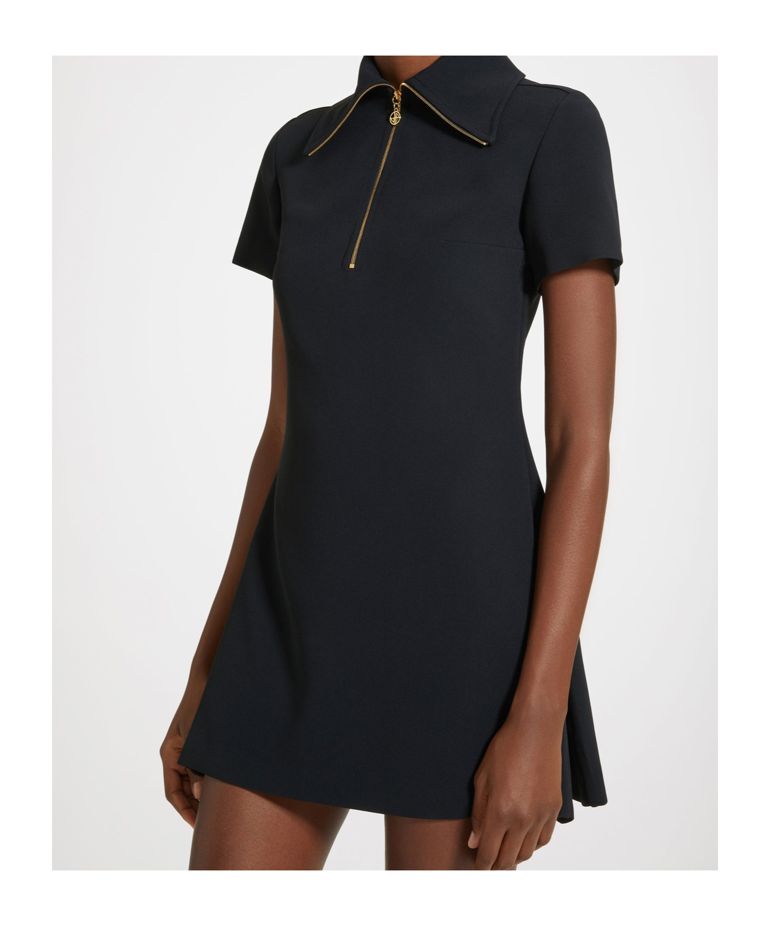 Patou Skater Mini Dress In Technical Crepe In Black