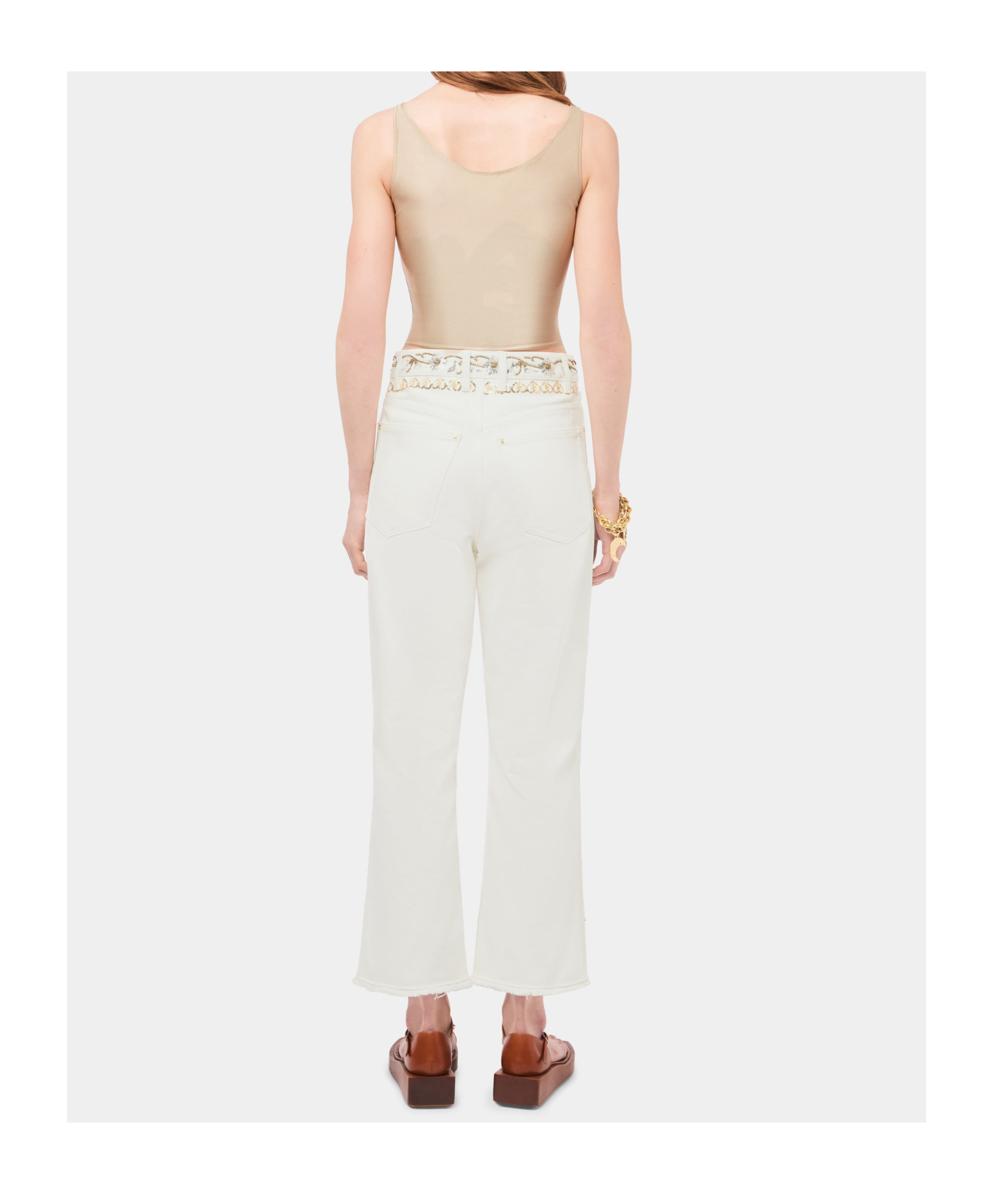 Rabanne Belt-loop Jeans In White