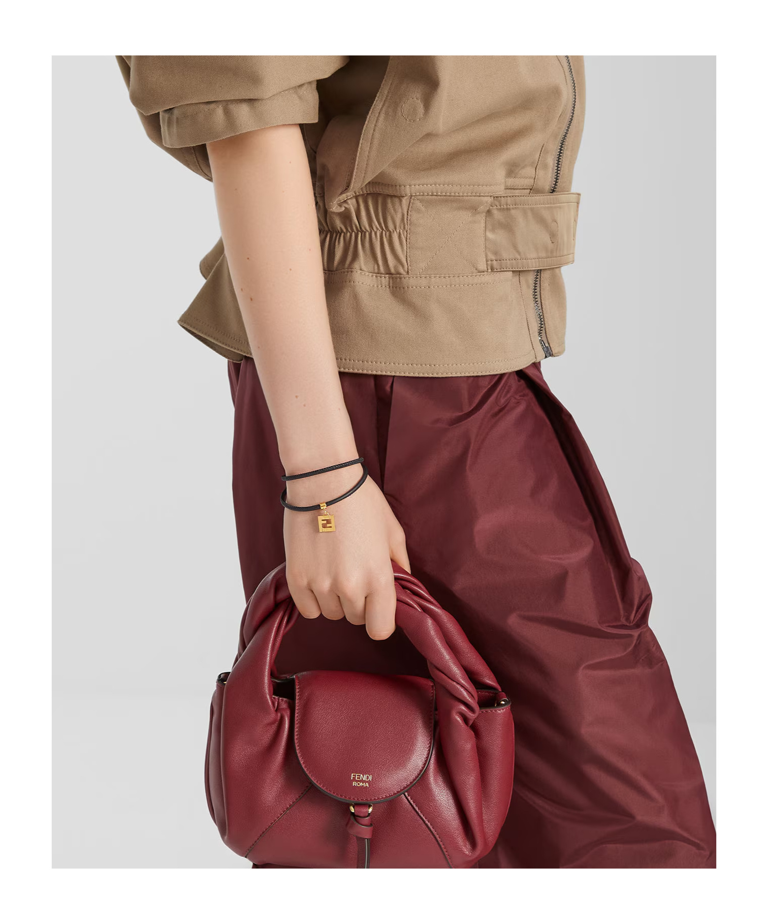 Fendi Forever Leather Bracelet In Black