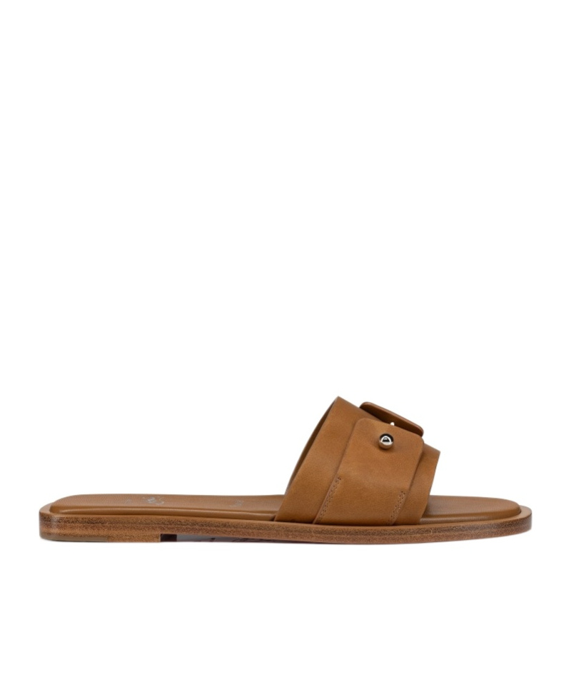 Christian Louboutin Chambelimule Leather Slides In Brown
