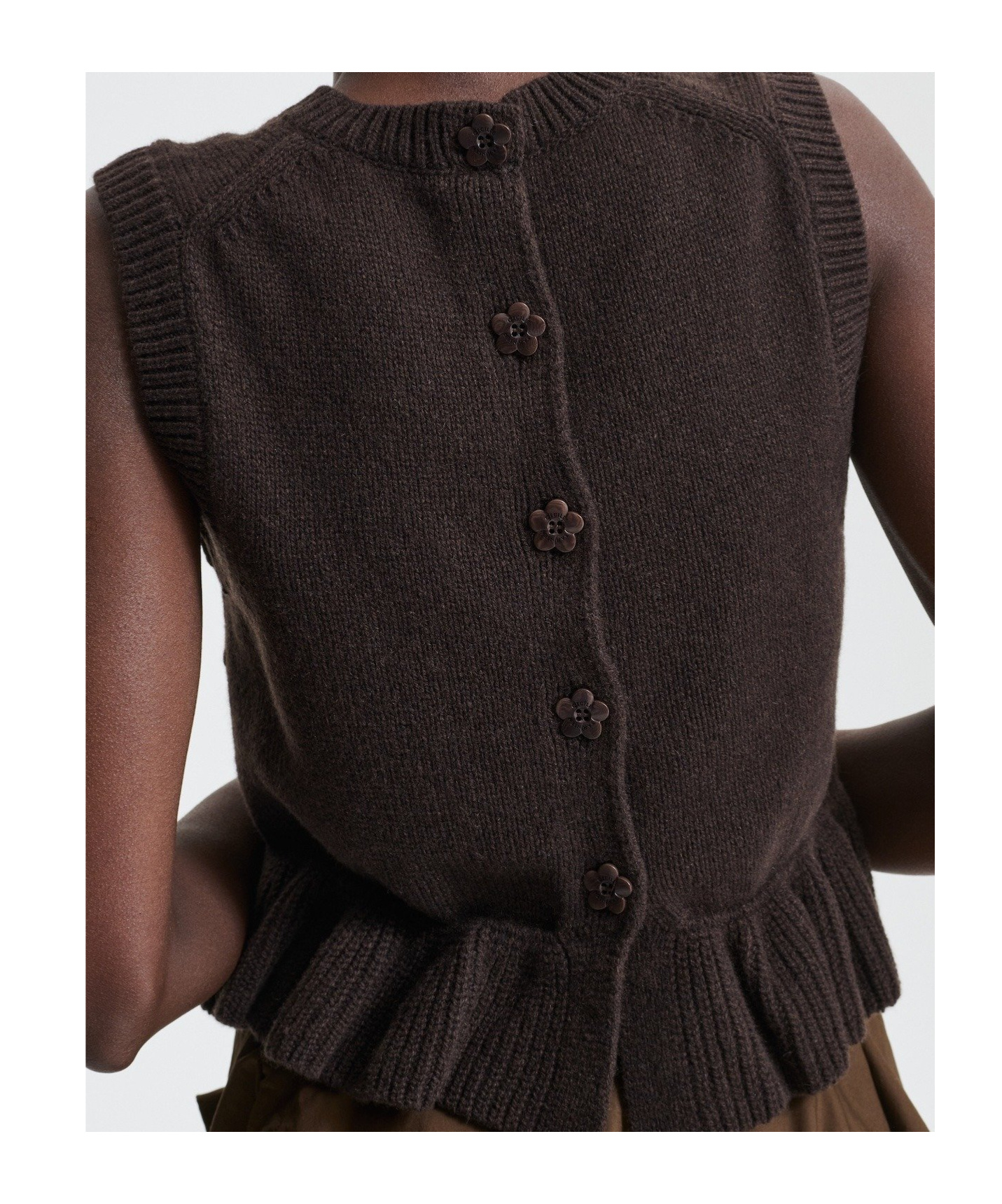 Cecilie Bahnsen Wool Cashmere Sleeveless Knitted Vest In Brown