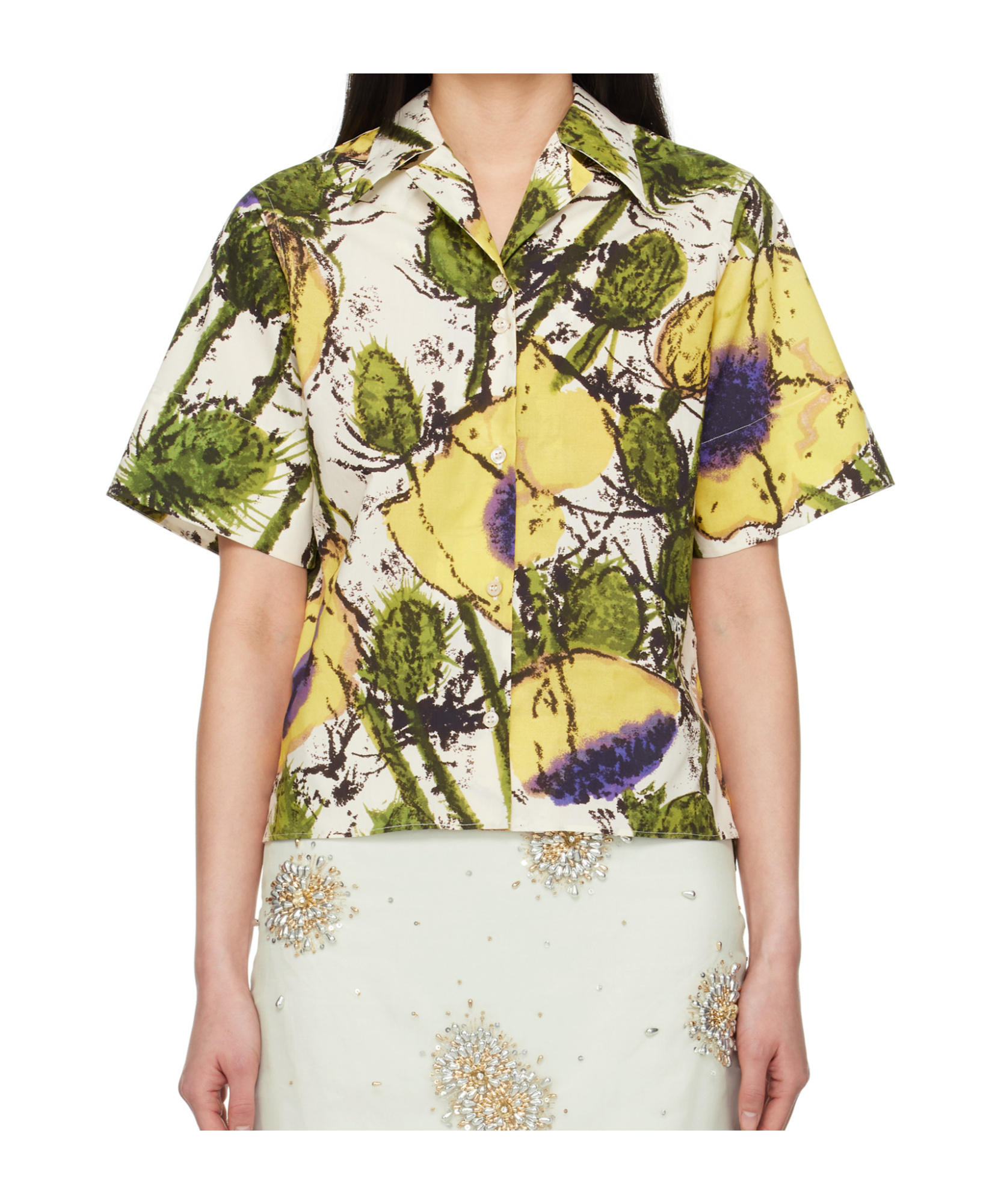 Wales Bonner Althea Floral Print Shirt In Multicolor