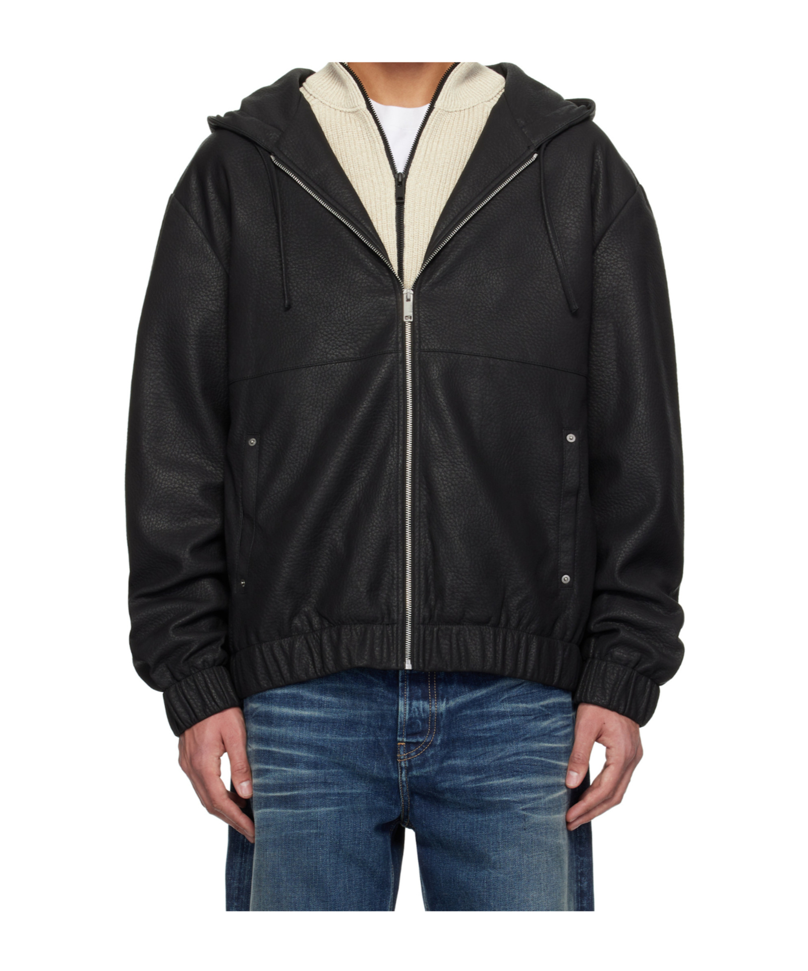 Axel Arigato Long Sleeve Faux Leather Jacket In Black