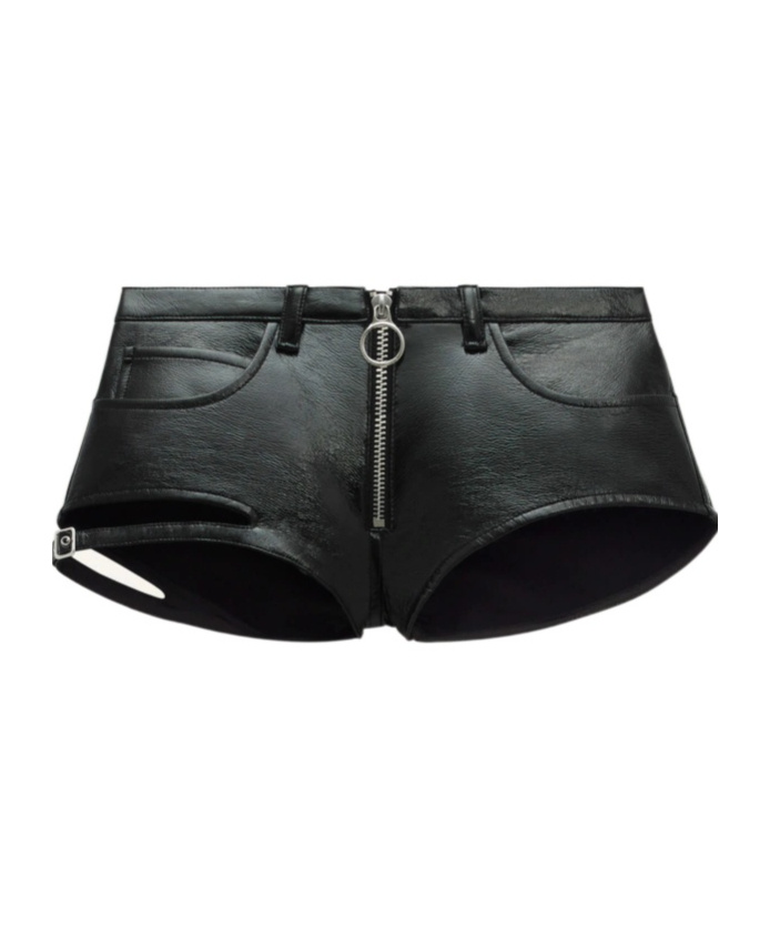 Courrèges Cut-out Zip-up Mini Shorts In Black