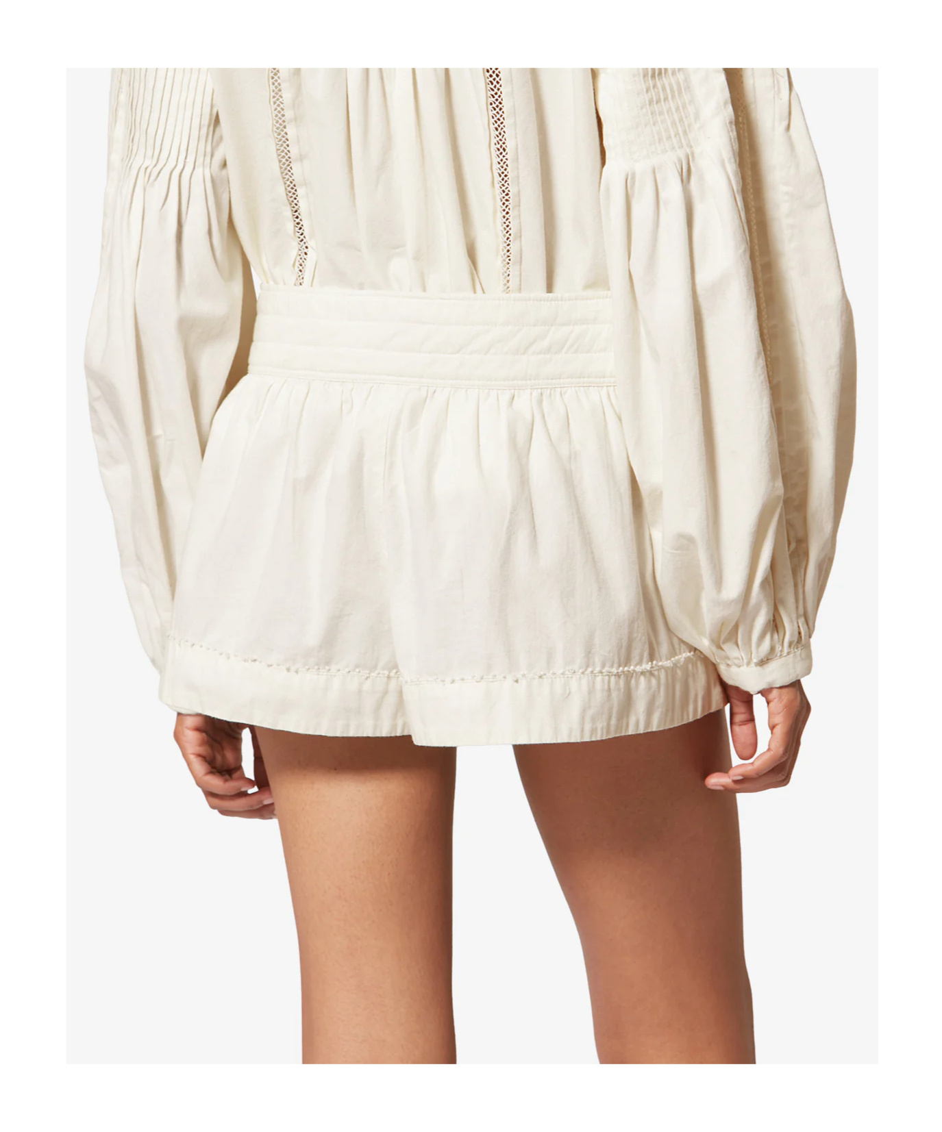 Isabel Marant Cybila Pintucked Cotton Shorts In Neutral