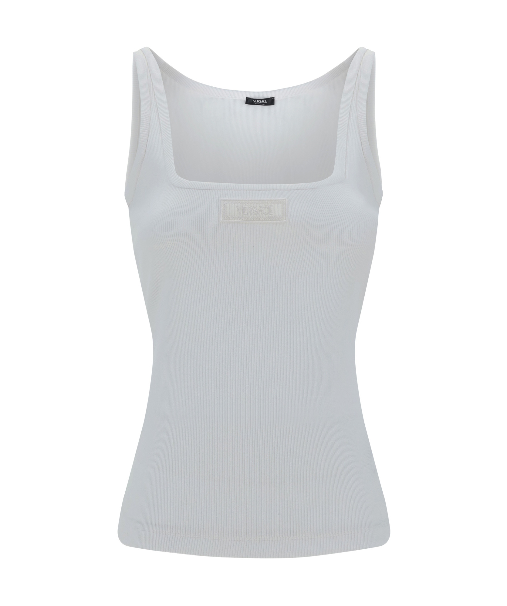 Versace 90s Logo Ribbed Tank Top In Gray