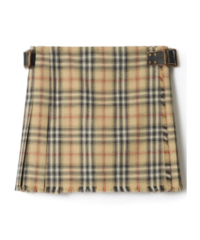 Burberry Check-fringed Mini Kilt In Brown