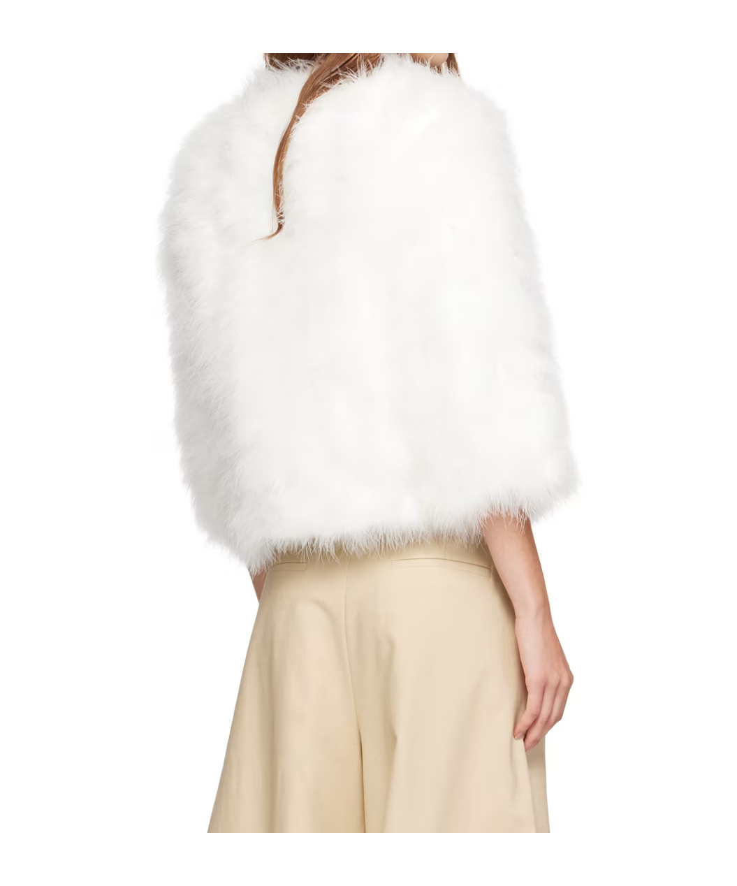 Shop Yves Salomon Cropped Quarter Sleeve Casual Coat In White