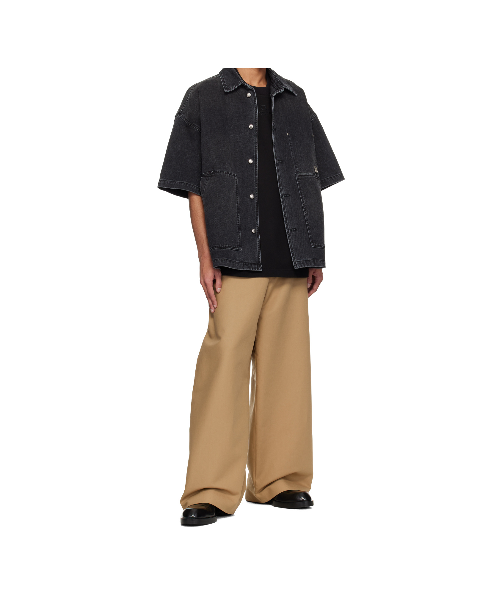 Wooyoungmi Black Cotton Overfit T-shirt In Black