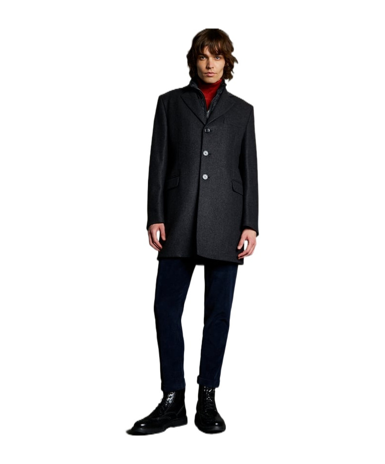 Fay Easy Db Single-breasted Layered Coat In Black