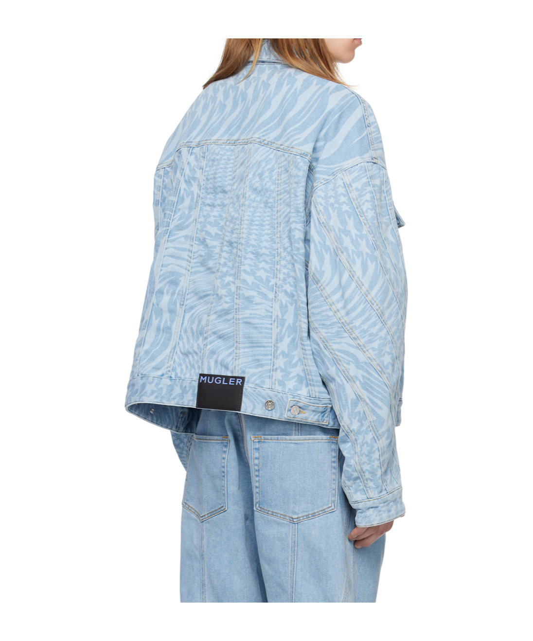 Mugler Blue Star Denim Jacket In Blue