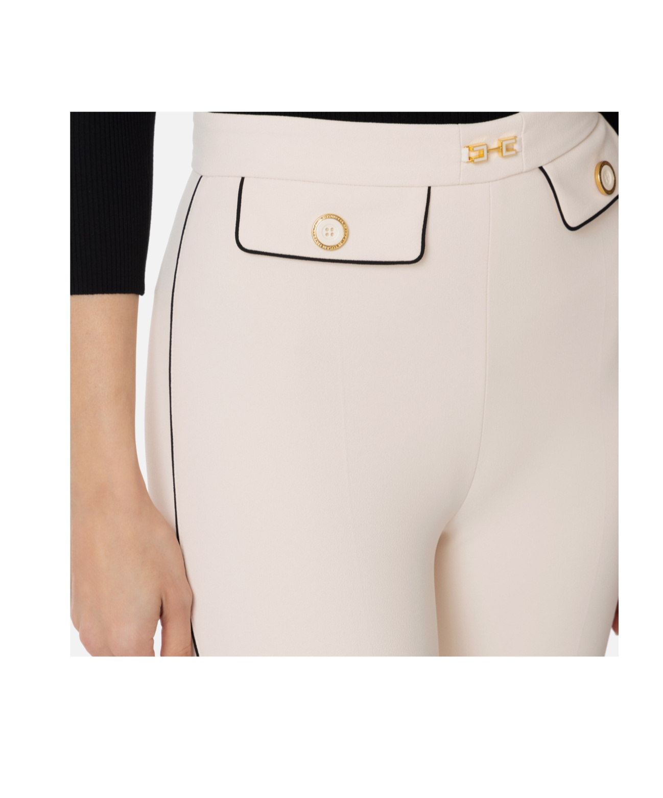 Elisabetta Franchi High-waisted Casual Pants In Nude