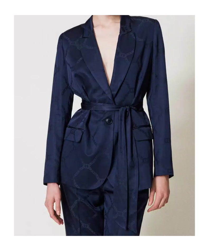 Shop Twinset Logo-jacquard Blazer In Black