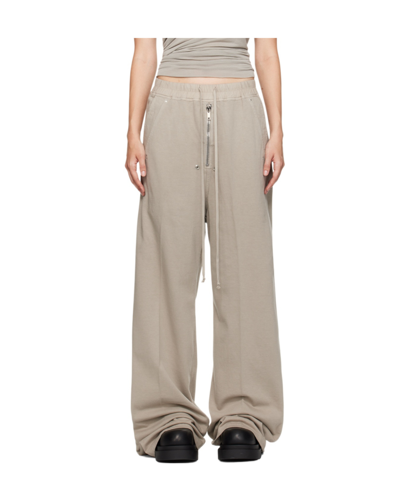 Rick Owens Drkshdw Elastic Waist Casual Pants In Nude