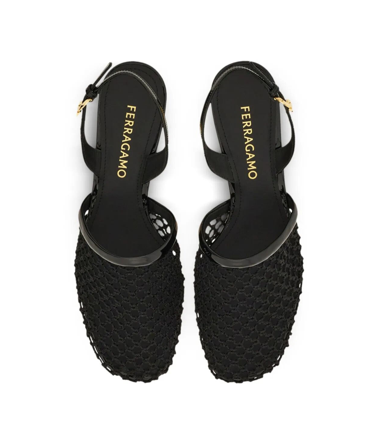 Ferragamo Mesh Open-heeled Shoes In Black